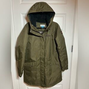 Columbia Omni-Heat Suttle Mountain Long Insulated Parka Jacket Olive L   EUC
